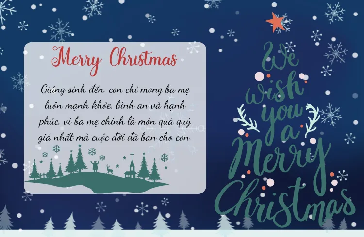 Lời chúc giáng sinh cho gia đình ngắn gọn trên thiệp Noel Lời chúc giáng sinh cho gia đình ngắn gọn trên thiệp Noel