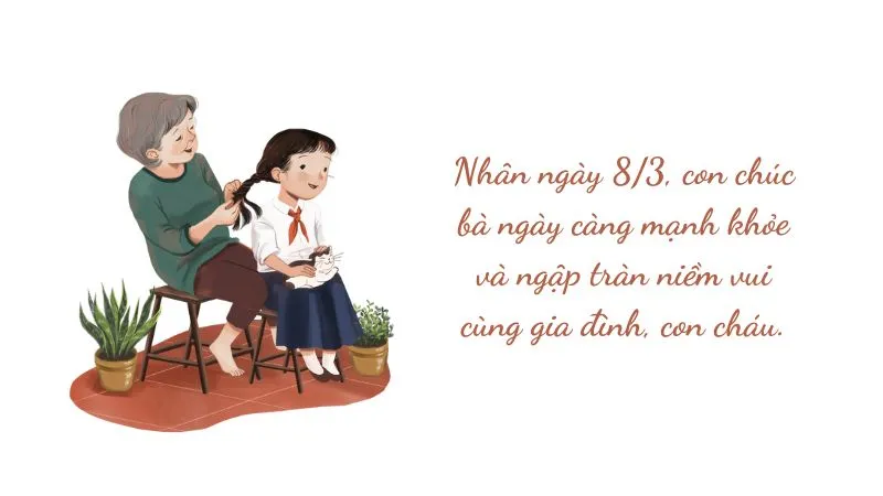 Thiệp chúc mừng ngày 8/3 tặng bà với lời chúc sức khỏe