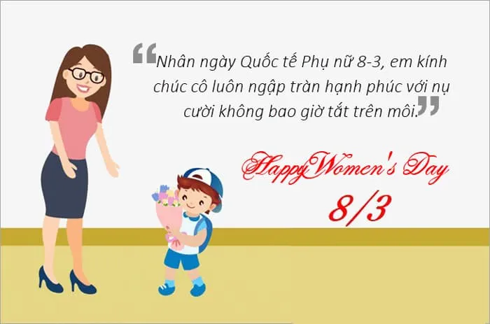 Thiệp chúc mừng 8/3 tặng cô giáo với lời tri ân
