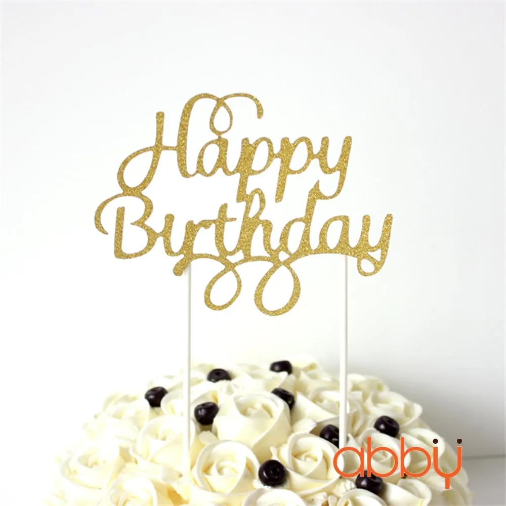 Chữ kim tuyến vàng Happy birthday mẫu 1
