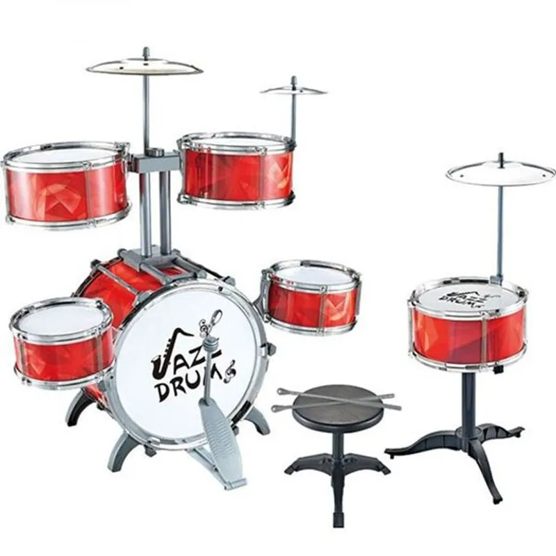 Bộ trống đồ chơi 9 chi tiết kèm ghế ngồi cho bé trai đam mê âm nhạc sôi động