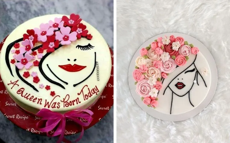 Mẫu bánh kem 8/3 đẹp, dễ thương trang trí hoa nhỏ