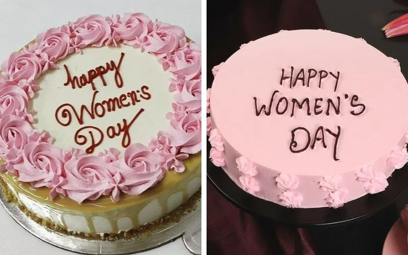 Mẫu bánh kem 8/3 tặng mẹ với hoa hồng phấn