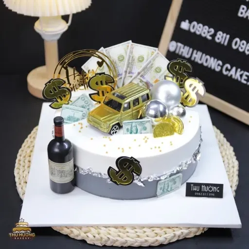 Trang trí bánh kem chủ đề tiền tài