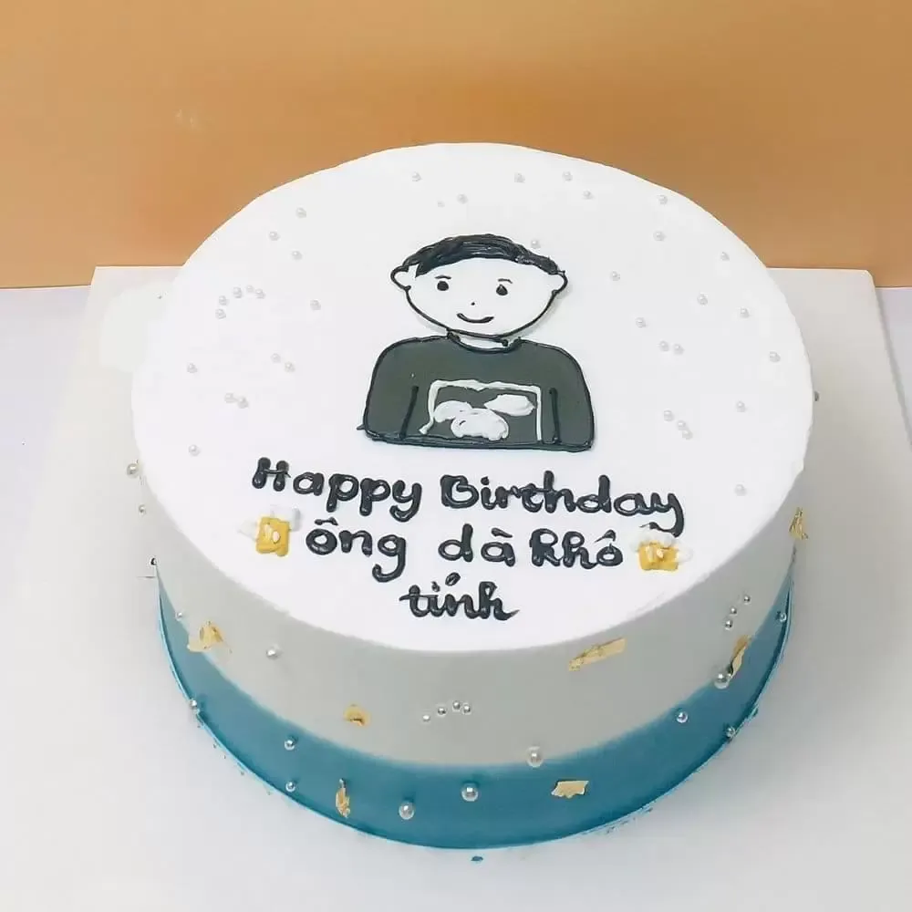 Mẫu bánh kem vẽ hình bố đơn giản