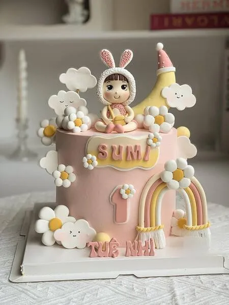 Mẫu bánh sinh nhật bé gái lâu đài cổ tích