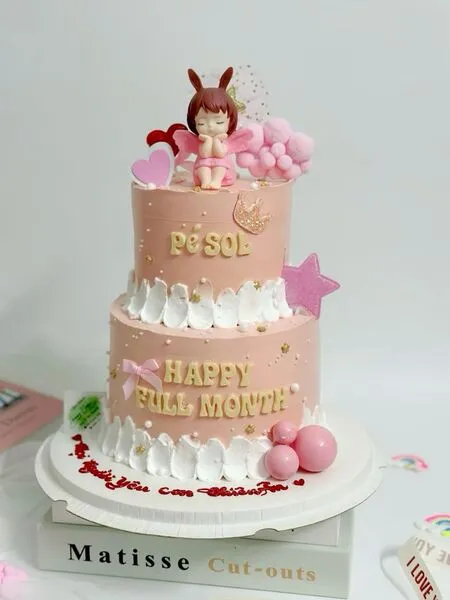 Mẫu bánh sinh nhật bé gái 2 tầng khổng lồ kẹo ngọt