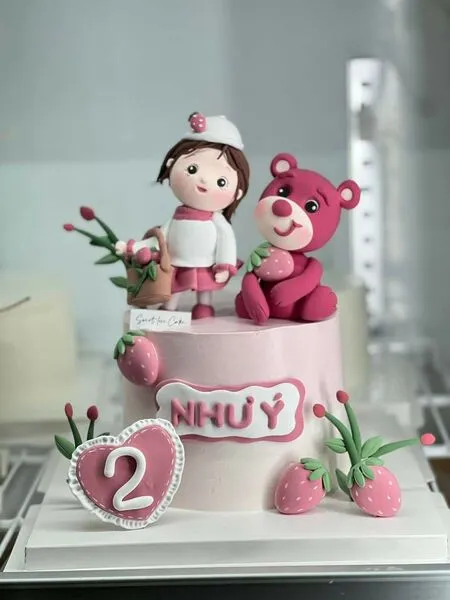 Mẫu bánh sinh nhật bé gái phong cách nghệ thuật Mosaic