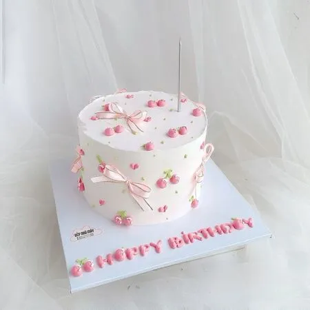 Mẫu bánh sinh nhật bé gái vẽ hình hoạt hình