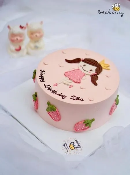 Mẫu bánh sinh nhật bé gái phủ cốm màu