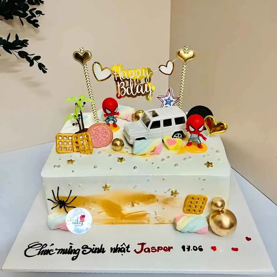 Bánh kem trang trí động vật rừng xanh dễ thương