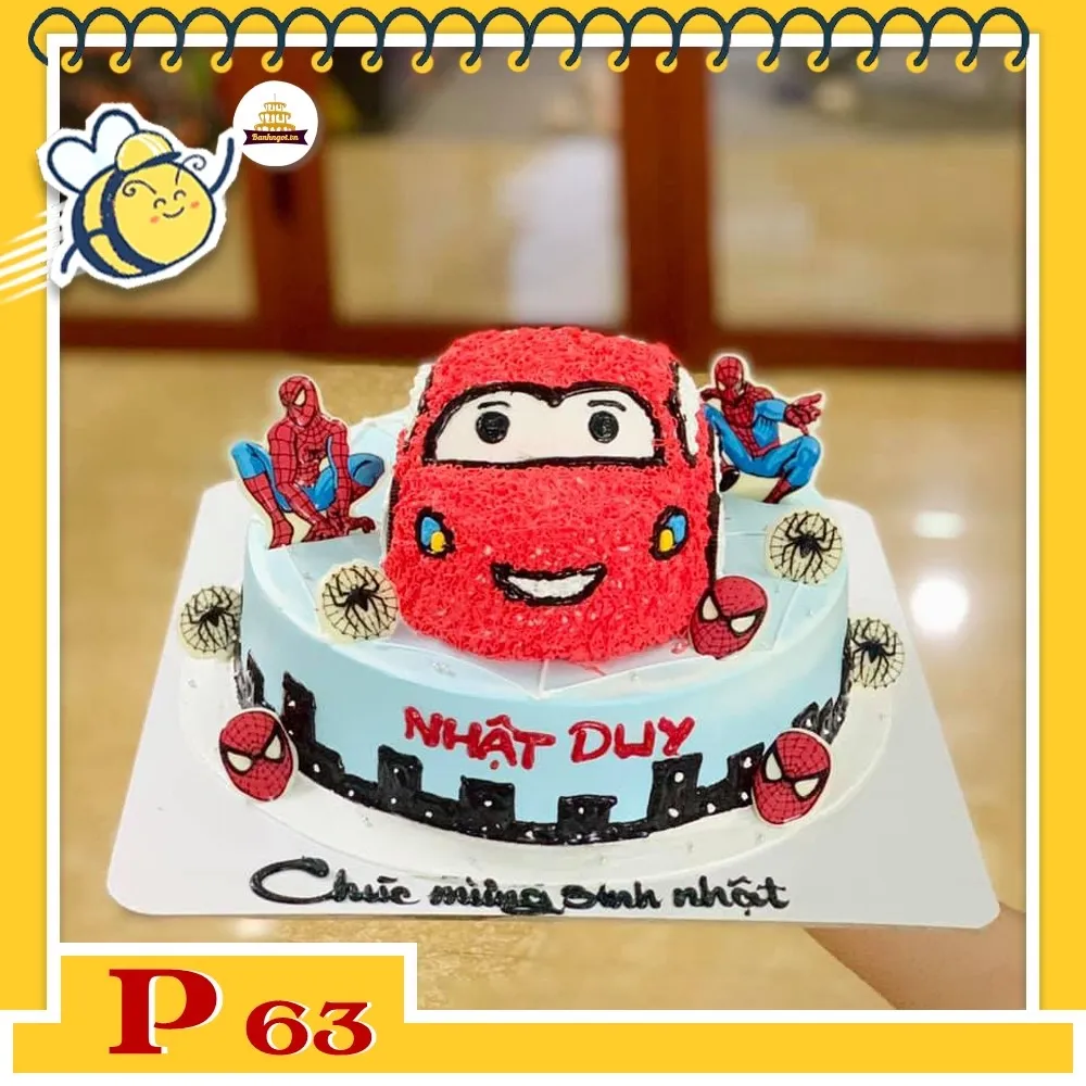 Mẫu bánh sinh nhật 1 6 tạo hình Người Nhện 3D cho bé trai