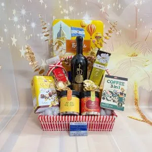 Giỏ quà tết 1 triệu mã số QT2186 với sự kết hợp bánh Mexico và trà Việt