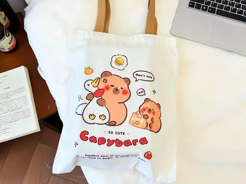 Túi vải tote mini in hình họa tiết dễ thương và phong cách