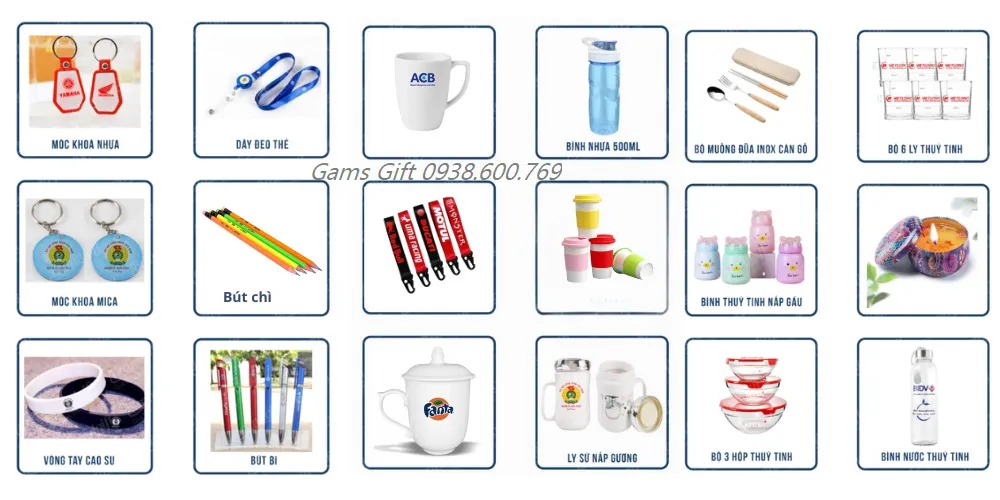 Quà tặng doanh nghiệp dưới 50k gồm móc khóa và bình nước