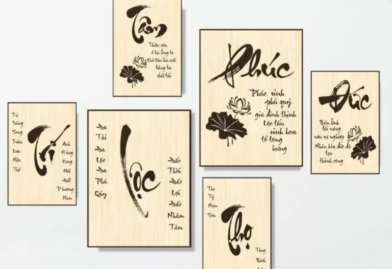 Tranh chữ thư pháp cầu chúc một năm mới vạn sự cát tường