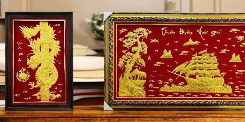 Khánh Vàng Đức Phát chuyên cung cấp các các bức tranh dát vàng tinh xảo
