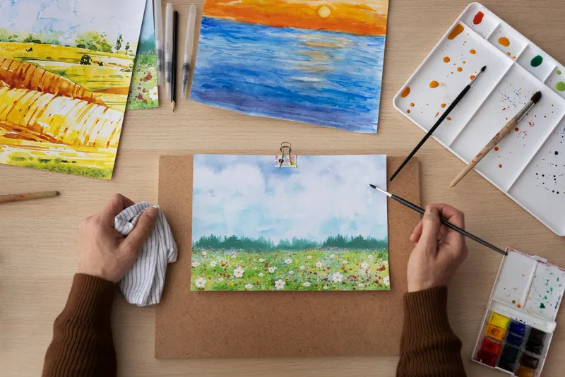 Tranh vẽ thiên nhiên handmade làm quà sinh nhật tinh tế.