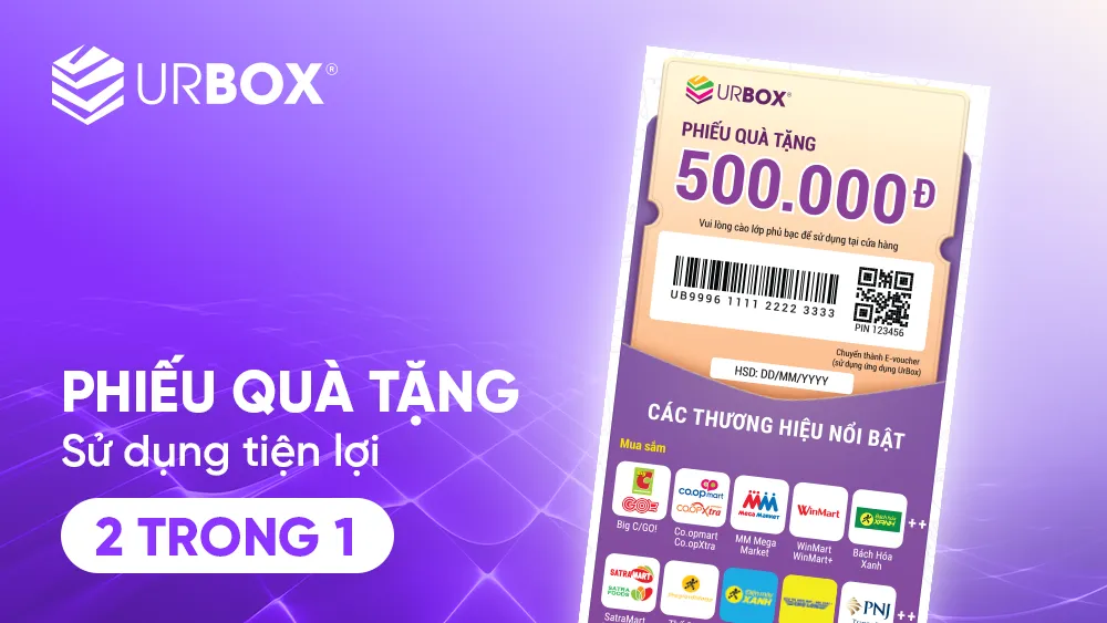 Thẻ quà tặng dùng cho mua sắm và dịch vụ.