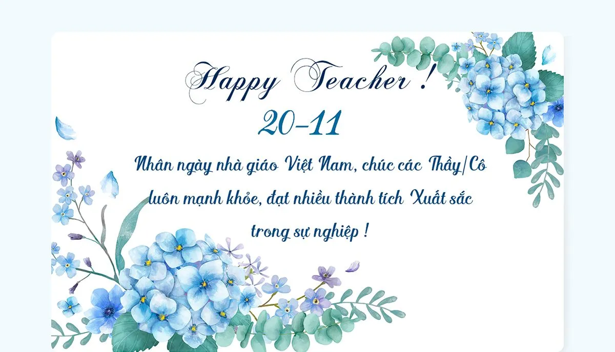 Mẫu thiệp chúc mừng ngày 20 11 đẹp có khoảng không viết lời chúc