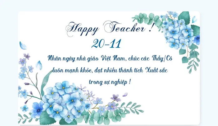 Thiết kế thiệp chúc mừng ngày 20 11 đẹp phong cách màu nước nhẹ nhàng