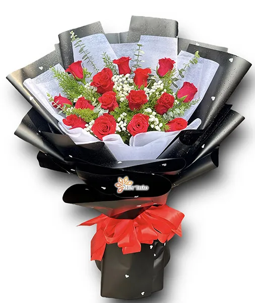 Tặng hoa 20 10 cho người yêu - Bó hồng đỏ lãng mạn
