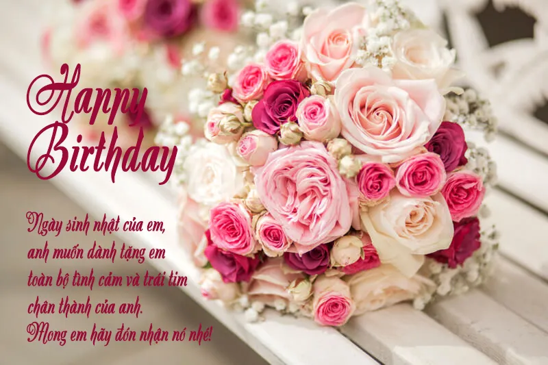 Tặng hoa kèm lời chúc mừng sinh nhật bạn gái 2026