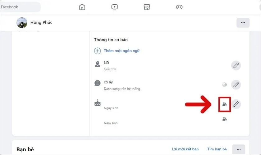 Click chuột vào biểu tượng Bạn bè