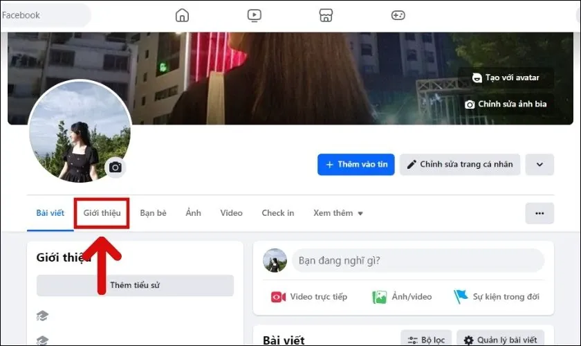 Ấn chọn mục Giới thiệu