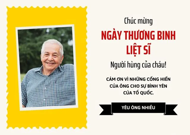 Thiệp chúc mừng ngày 27/7 gửi ông kèm lời chúc