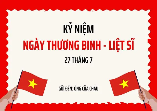 Thiệp chúc mừng ngày 27/7 gửi ông nền đỏ trắng