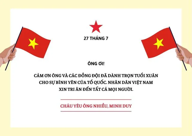 Thiệp chúc mừng ngày 27/7 gửi ông nội đẹp ý nghĩa
