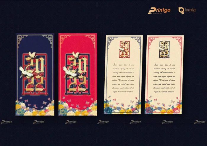 Mẫu thiệp Tết kết hợp giữa truyền thống và các đường nét hiện đại