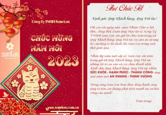 Thiệp chúc Tết với nền giấy kraft mộc mạc và thân thiện