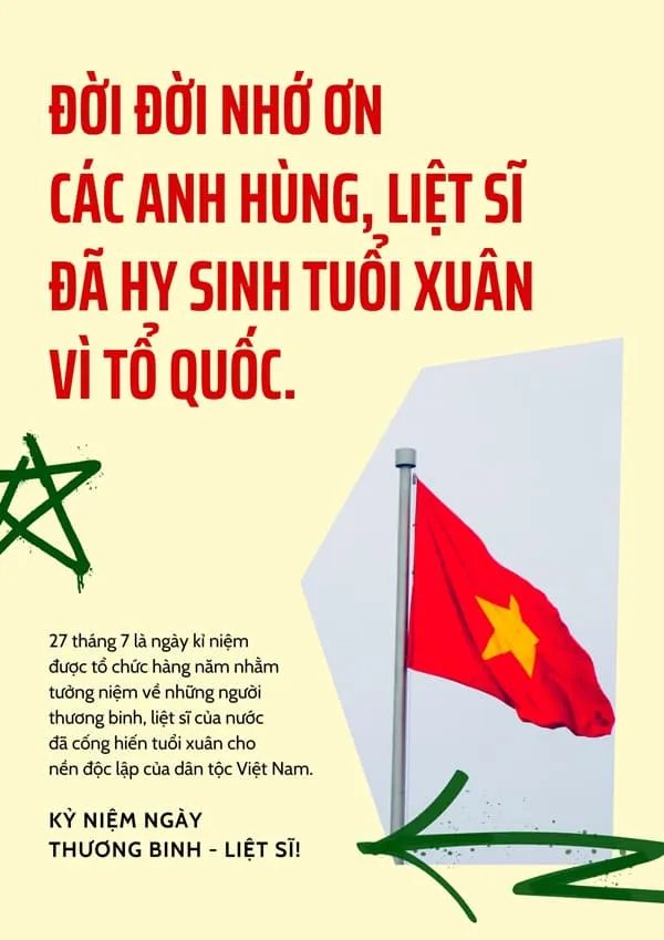 Mẫu thiệp kỷ niệm ngày 27/7 mới nhất
