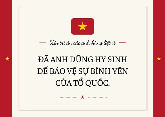 Mẫu thiệp kỷ niệm ngày Thương binh liệt sỹ 27/7 kèm lời chúc