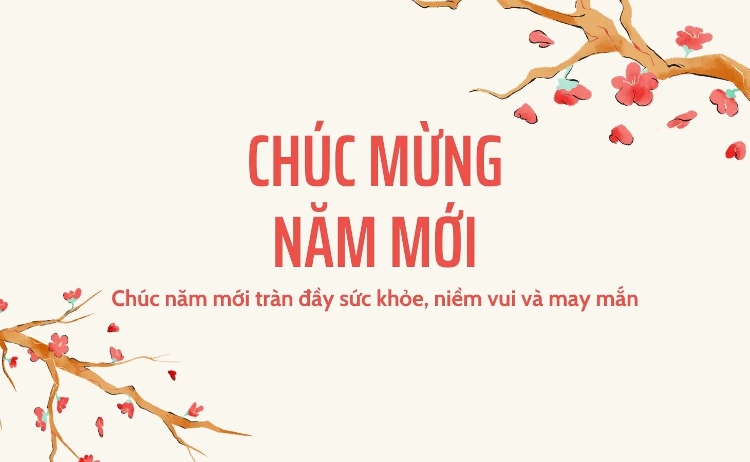 Thiệp Tết truyền thống với hình ảnh hoa mai vàng và câu đối đỏ