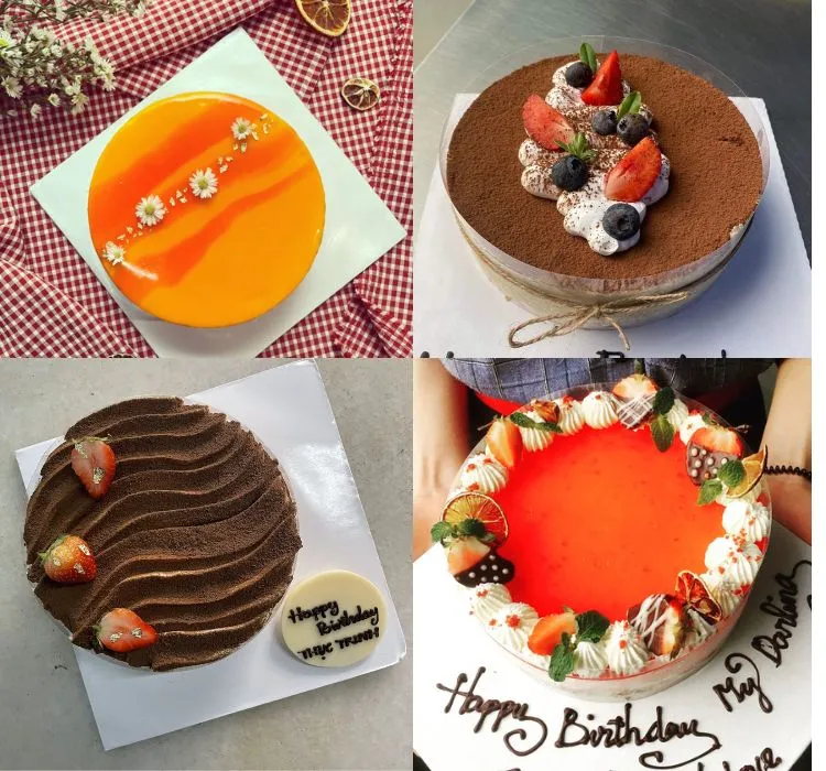 Mẫu bánh kem của tiệm Le Bordeaux được thiết kế theo phong cách hiện đại