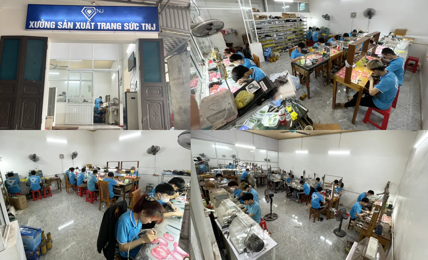 Đội ngũ thợ kim hoàn giàu kinh nghiệm đang chế tác sản phẩm