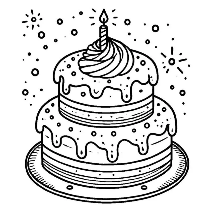Tô màu bánh sinh nhật đẹp 5