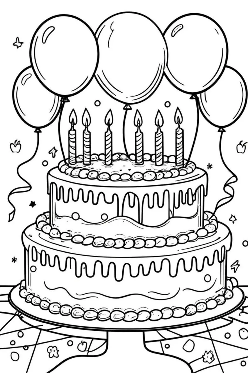Tô màu bánh sinh nhật đẹp 7