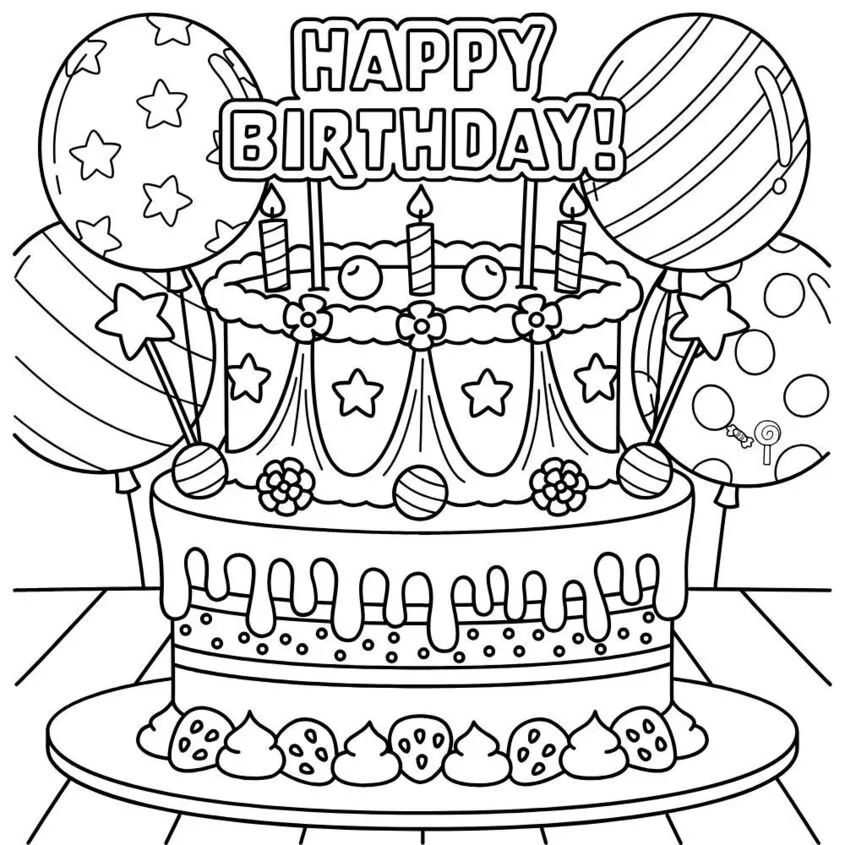 Tô màu bánh sinh nhật đẹp 22