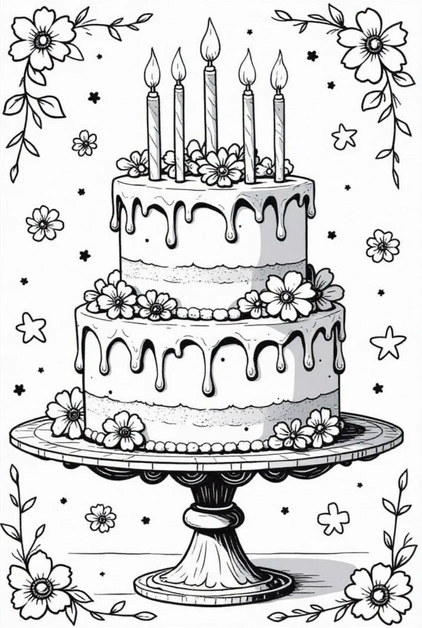 Tô màu bánh sinh nhật đẹp 24