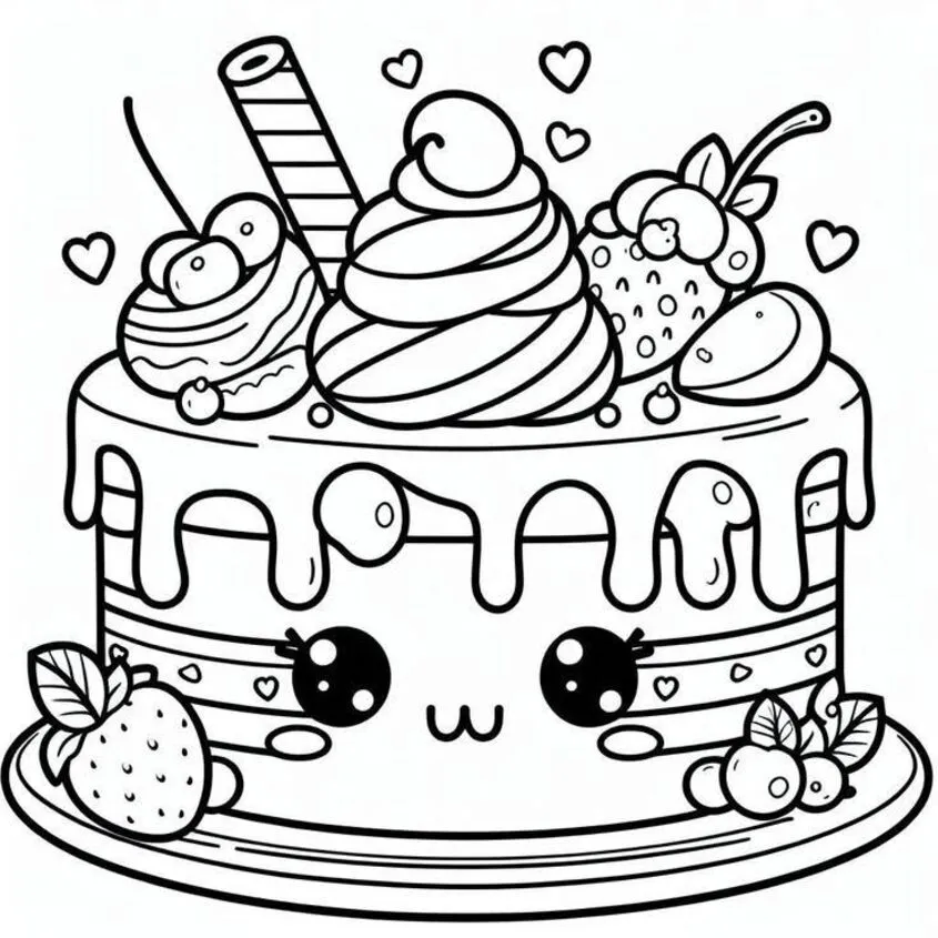 Tô màu bánh sinh nhật đáng yêu 3