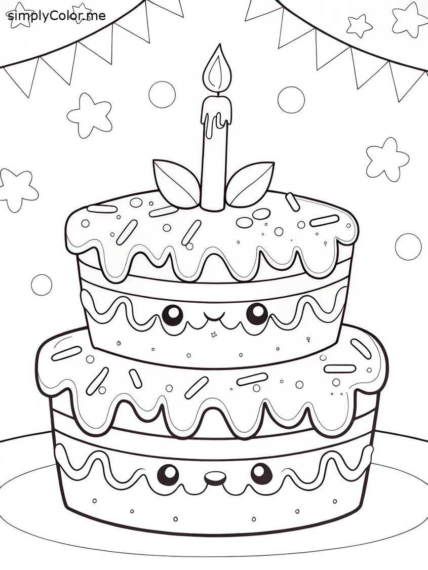 Tô màu bánh sinh nhật đáng yêu 18