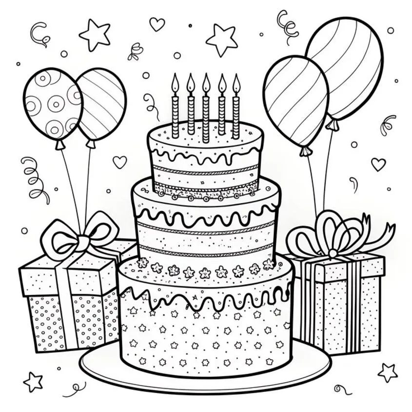 Tô màu bánh sinh nhật đẹp 37