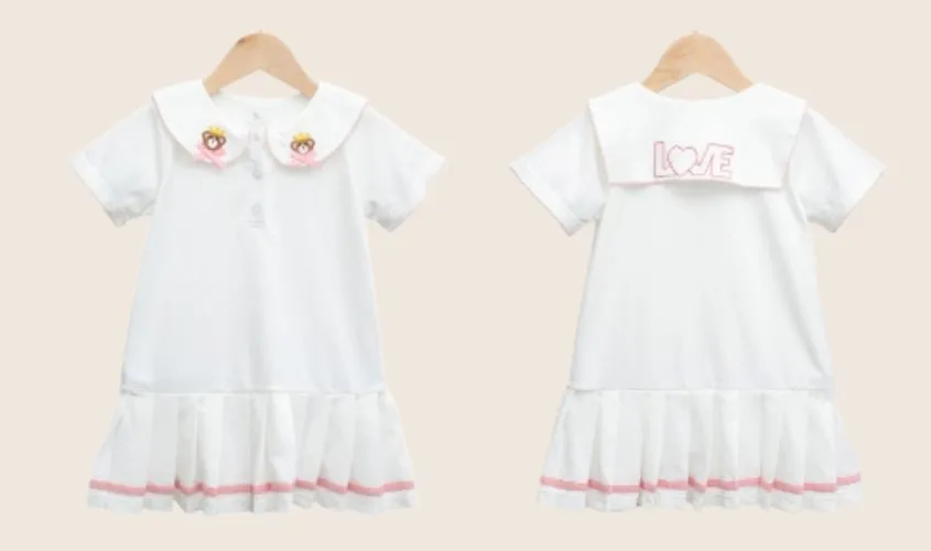 Đầm Pony Kids thêu gấu màu trắng