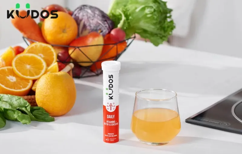 Viên sủi bổ sung vitamin tổng hợp Kudos Daily Vitamins Plus Biotin & Ginseng giúp tăng cường sức khỏe, cải thiện miễn dịch