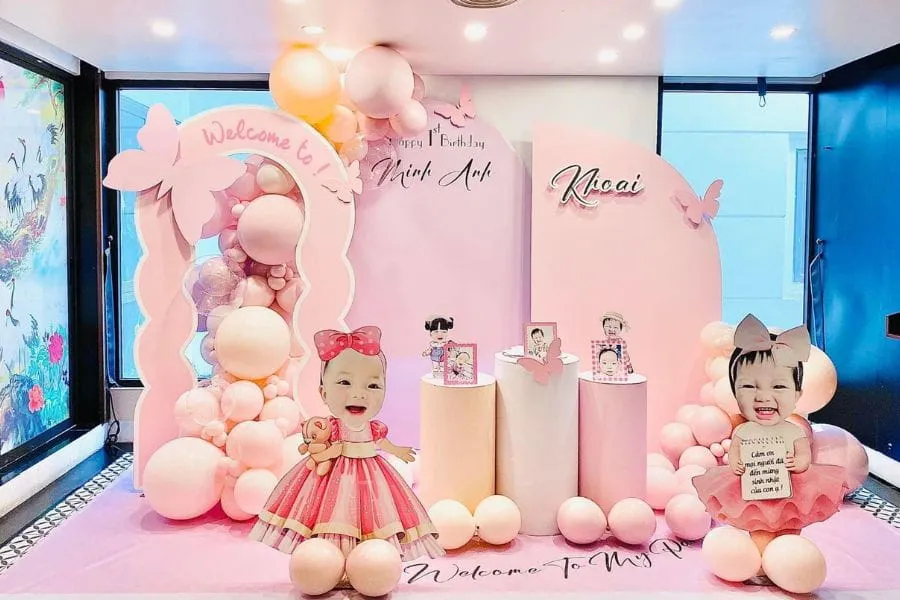 Trang trí sinh nhật bé gái đa back 4tr8