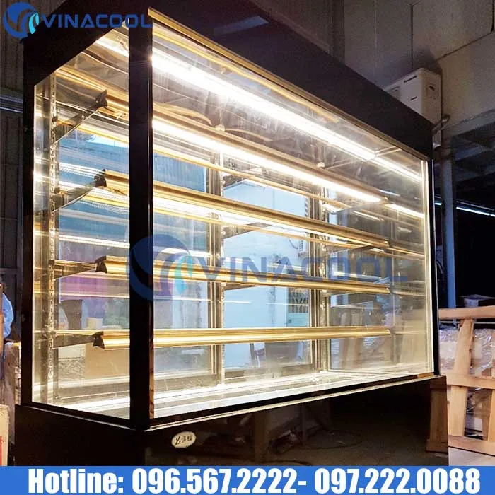 Tủ trưng bày bánh 5 tầng kính vuông